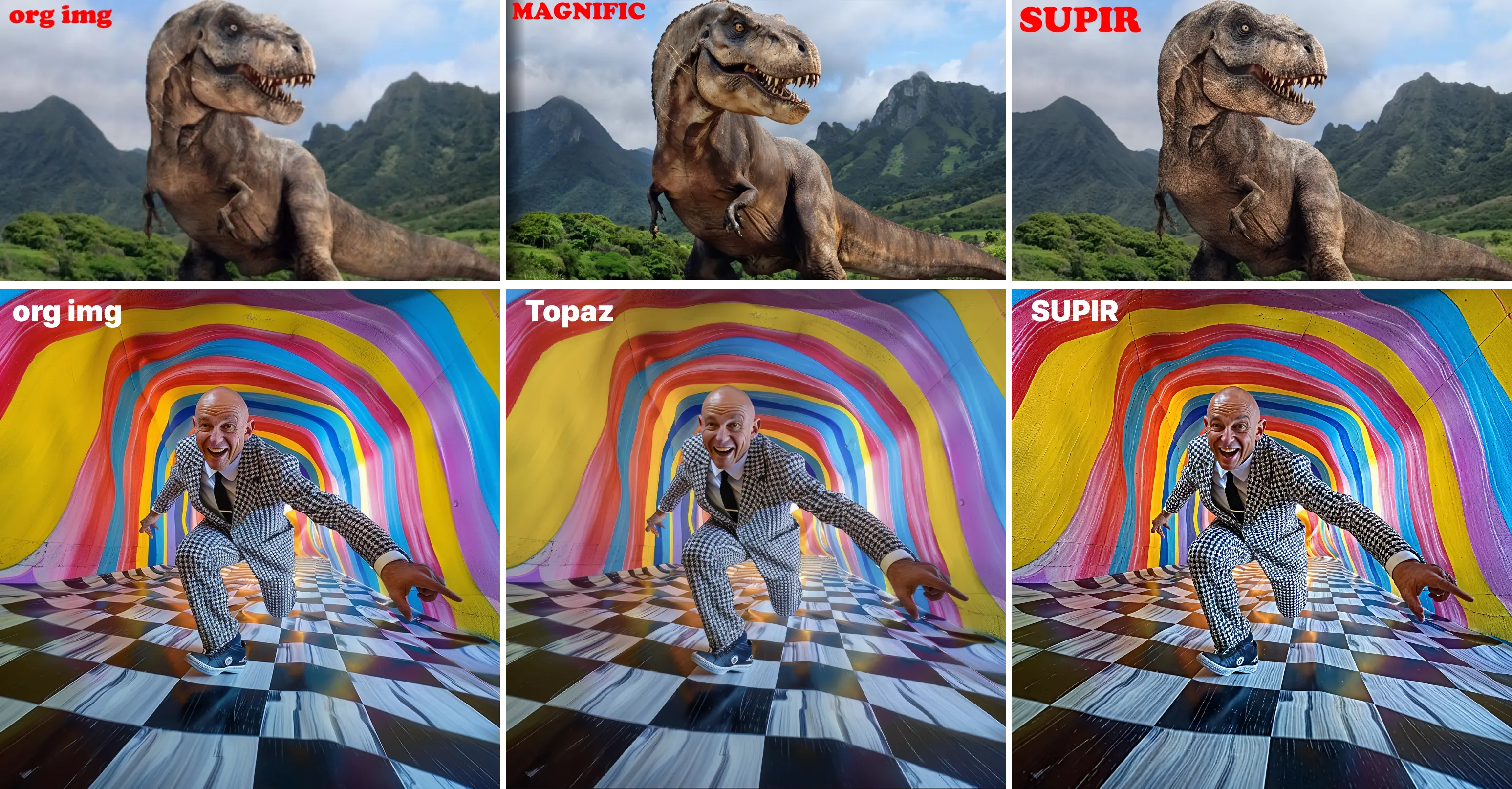 SUPIR upscaler vs. Magnific vs. Topaz AI